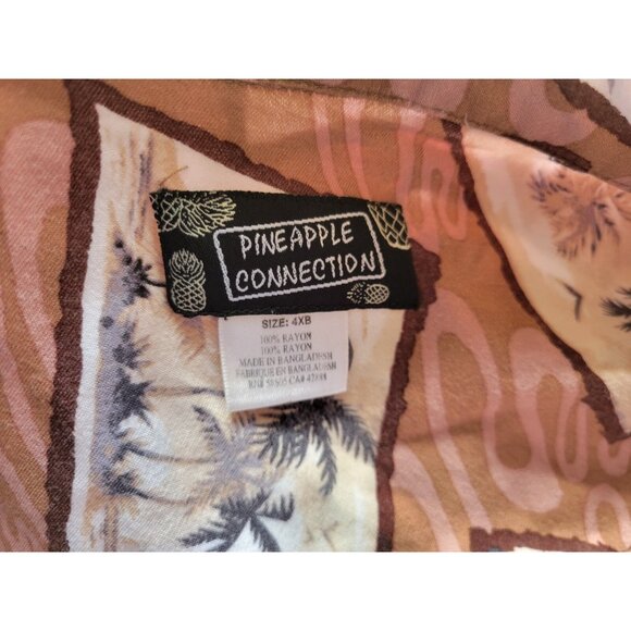 Pineapple Connection Men Shirt 4XB Big Short Sleeve Brown Floral FLO202E - Picture 6 of 7